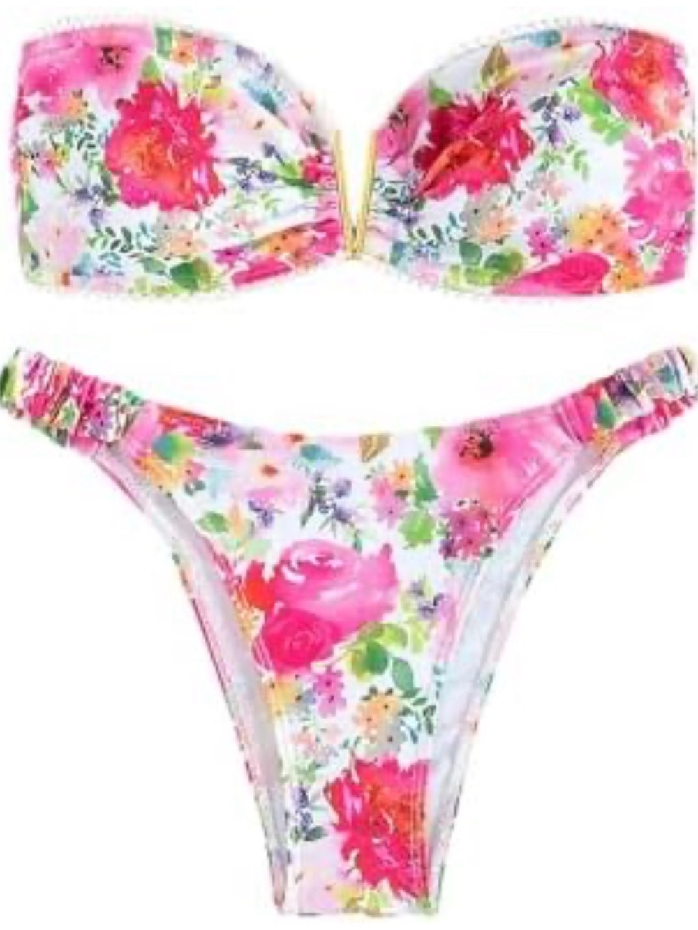 Floral Pink Bandeau Bikini Set